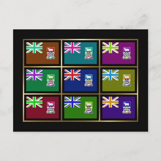 Briefkaart Falklandeilanden Multihue Flags (Voorkant)