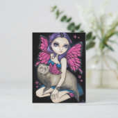 briefkaart "Ferret with Butterfly Wings" (Staand voorkant)