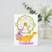 Briefkaart Ferris Wheel Dinosaurs (Staand voorkant)