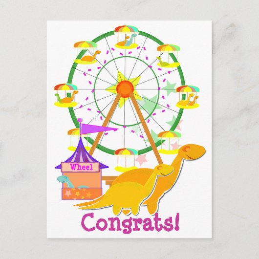 Briefkaart Ferris Wheel Dinosaurs (Voorkant)