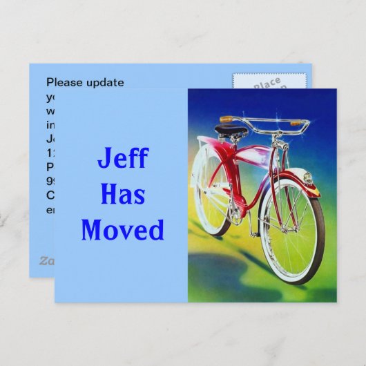 Briefkaart Fietsfiets Verplaatst Nieuw Adres PC (Voorkant / Achterkant)