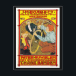 Briefkaart:  fietskunst adverteren briefkaart<br><div class="desc">Dit is een kwalitatieve reproductie van het poster van de Amsterdamse kunstenaar Johann Georg van Caspel, gemaakt in 1897 voor J.M. Boas & Co.. Er staat "Patee Rijwielen met ondoordringbare Chase Banden." Babelfish vertaalde het naar "wielen van [Patee Rijwielen] met ondoordringbare achtervolgingsschakels." Als iemand een betere vertaling heeft, laat deze...</div>
