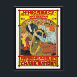 Briefkaart:  fietskunst adverteren briefkaart<br><div class="desc">Dit is een kwalitatieve reproductie van het poster van de Amsterdamse kunstenaar Johann Georg van Caspel, gemaakt in 1897 voor J.M. Boas & Co.. Er staat "Patee Rijwielen met ondoordringbare Chase Banden." Babelfish vertaalde het naar "wielen van [Patee Rijwielen] met ondoordringbare achtervolgingsschakels." Als iemand een betere vertaling heeft, laat deze...</div>