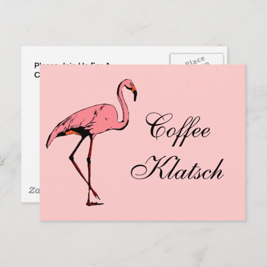 Briefkaart Flamingo Coffee Klatsch Invite (Voorkant / Achterkant)
