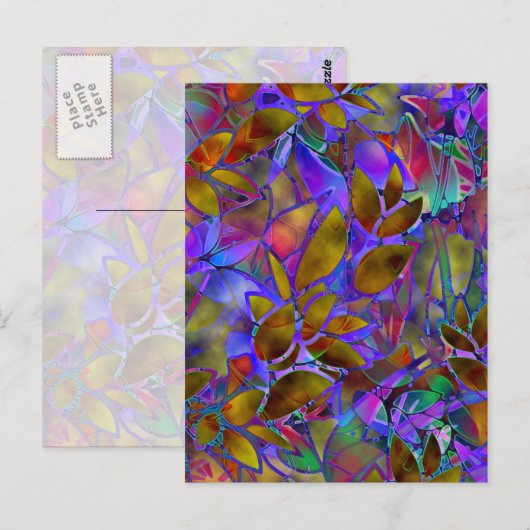 Briefkaart Floral Abstract Glas in lood (Voorkant / Achterkant)