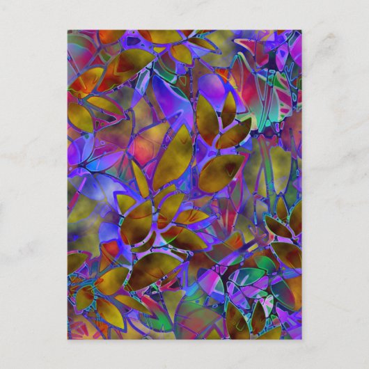 Briefkaart Floral Abstract Glas in lood (Voorkant)