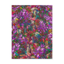 Briefkaart Floral Abstract Glas in lood