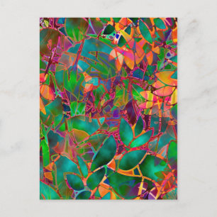 Briefkaart Floral Abstract Glas in lood