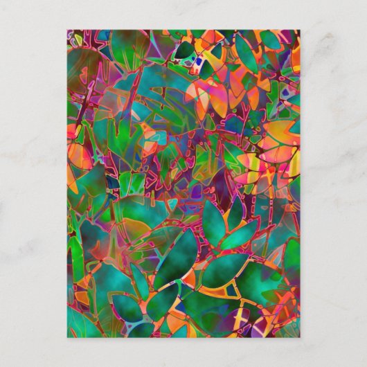 Briefkaart Floral Abstract Glas in lood (Voorkant)