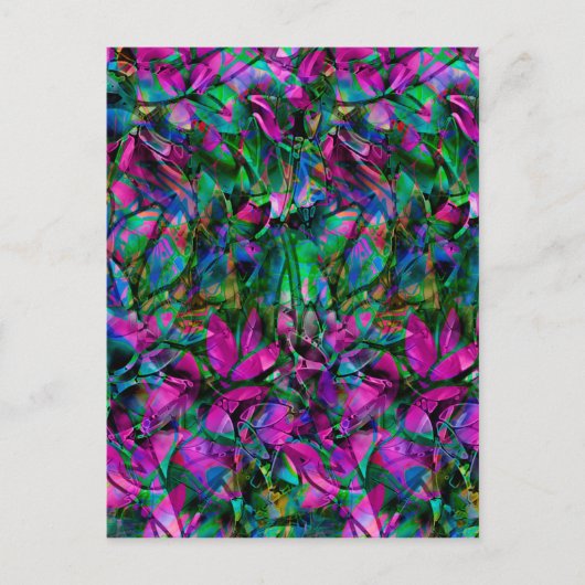 Briefkaart Floral Abstract Glas in lood (Voorkant)