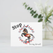 Briefkaart Floral Stop Horsing Around Horse (Staand voorkant)