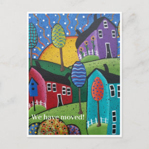 Briefkaart - Folk Art-boerenhoven/platteland