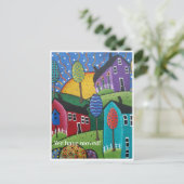 Briefkaart - Folk Art-boerenhoven/platteland (Staand voorkant)