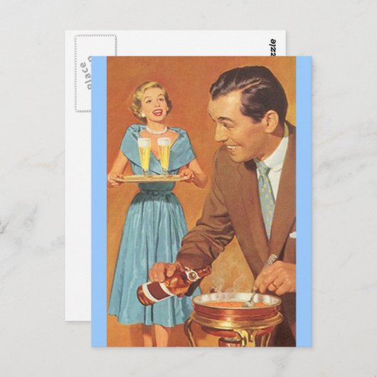 Briefkaart Fondue Party Festive Open House (Voorkant / Achterkant)