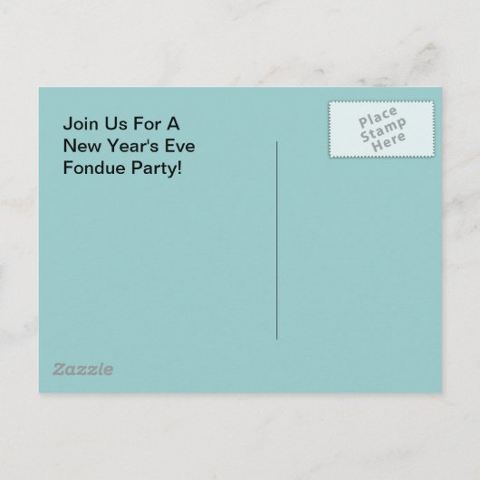 Briefkaart Fondue Party Retro Host Couple (Achterkant)