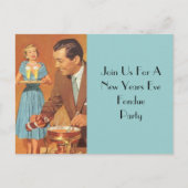 Briefkaart Fondue Party Retro  Host Couple (Voorkant)