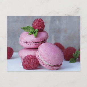Briefkaart Frambozen Macarons