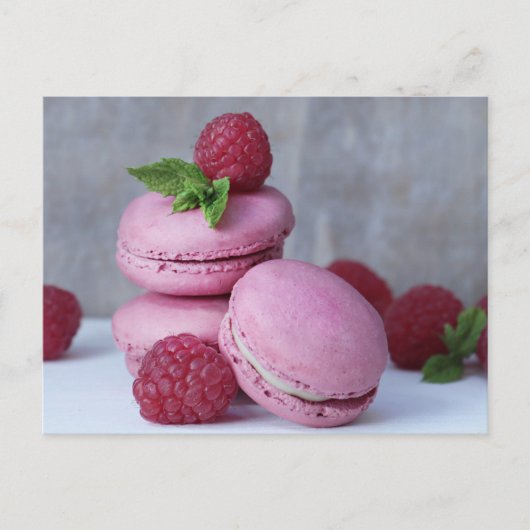 Briefkaart Frambozen Macarons (Voorkant)