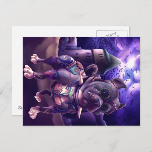 Briefkaart Franky The Pitbull Frankenstein (Voorkant / Achterkant)