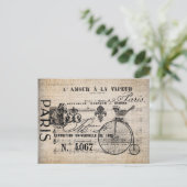 Briefkaart -  Frans Bird Penny-Farthing teken (Staand voorkant)