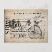 Briefkaart - Frans Bird Penny-Farthing teken (Voorkant)