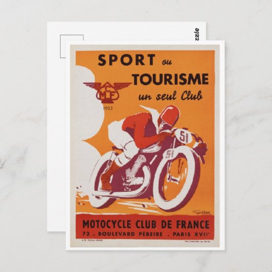 Briefkaart -  Frans Poster motorfiets (Voorkant / Achterkant)