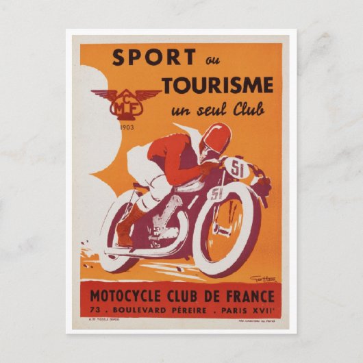 Briefkaart -  Frans Poster motorfiets (Voorkant)