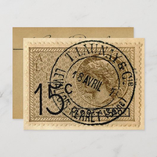 Briefkaart -  Frans poststempel (Voorkant / Achterkant)