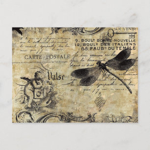 Briefkaart -  Franse Cherub Dragonfly