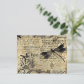 Briefkaart -  Franse Cherub Dragonfly (Staand voorkant)