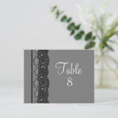 Briefkaart Franse Lace Table Number (grijs) (Staand voorkant)