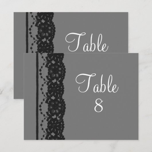 Briefkaart Franse Lace Table Number (grijs) (Voorkant / Achterkant)