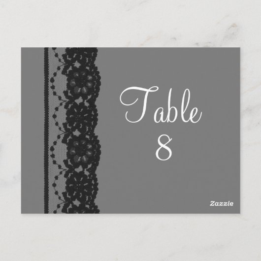 Briefkaart Franse Lace Table Number (grijs) (Achterkant)