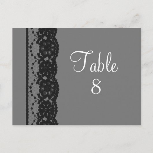Briefkaart Franse Lace Table Number (grijs) (Voorkant)