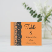 Briefkaart Franse Lace Table Numer (oranje) (Staand voorkant)