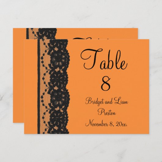 Briefkaart Franse Lace Table Numer (oranje) (Voorkant / Achterkant)