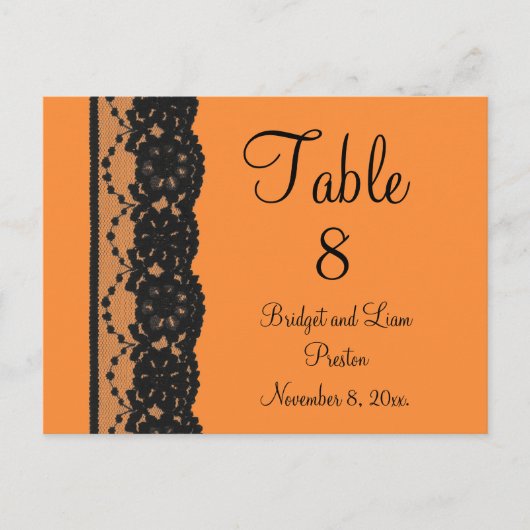 Briefkaart Franse Lace Table Numer (oranje) (Voorkant)