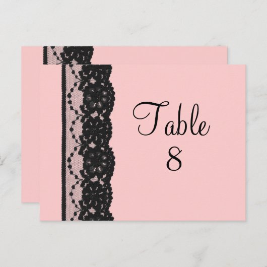 Briefkaart Franse Lace Table Numer (roze) (Voorkant / Achterkant)
