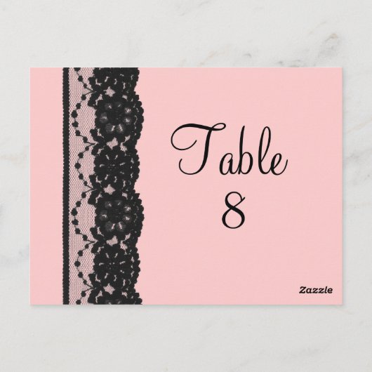 Briefkaart Franse Lace Table Numer (roze) (Achterkant)
