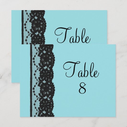 Briefkaart Franse Lace Table Numer (turquoise) (Voorkant / Achterkant)