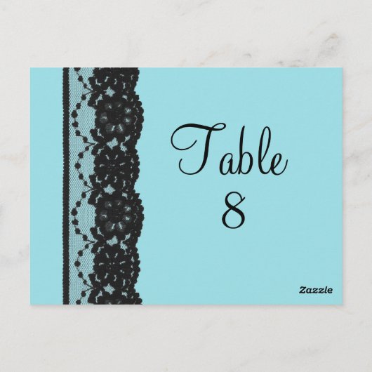 Briefkaart Franse Lace Table Numer (turquoise) (Achterkant)