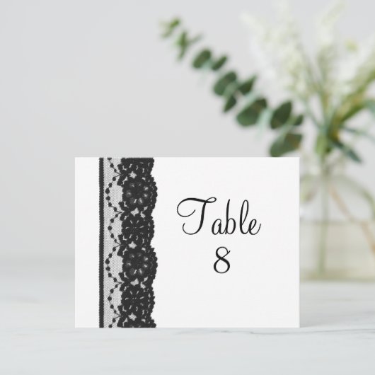Briefkaart Franse Lace Table Numer (wit) (Staand voorkant)