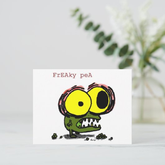 Briefkaart Freaky Pea (Staand voorkant)