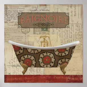 Briefkaart French Bathroom Poster