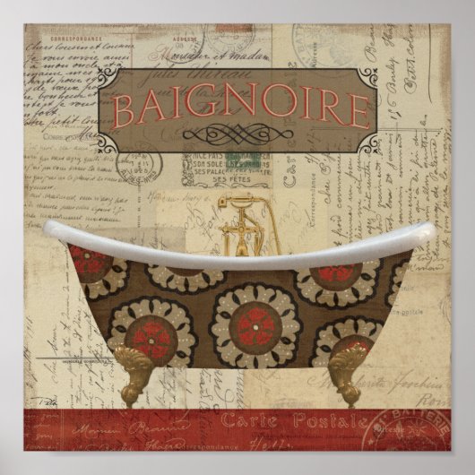 Briefkaart French Bathroom Poster (Voorkant)