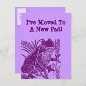 Briefkaart Frog Lily-Pad Ik ben verhuisd naar een  (Voorkant / Achterkant)