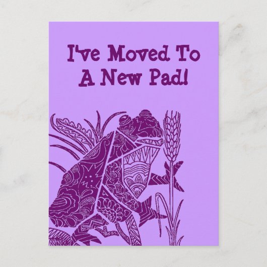 Briefkaart Frog Lily-Pad Ik ben verhuisd naar een  (Voorkant)