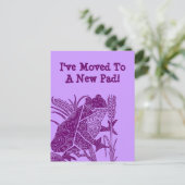 Briefkaart Frog Lily-Pad Ik ben verhuisd naar een  (Staand voorkant)