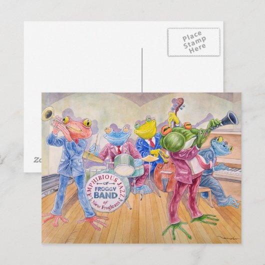 briefkaart "Froggy Band" (Voorkant / Achterkant)