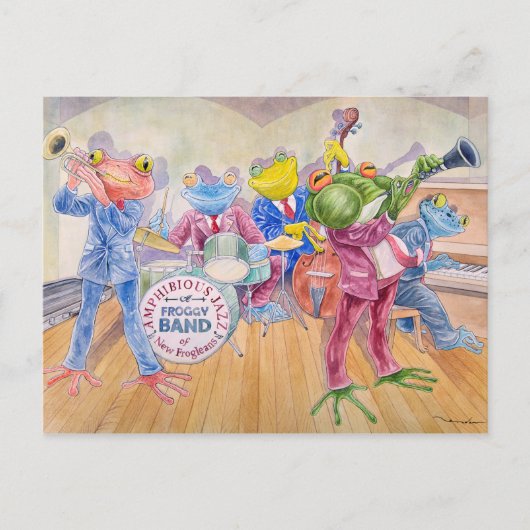 briefkaart "Froggy Band" (Voorkant)